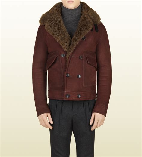 red gucci coat|gucci shearling coat.